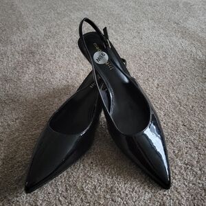 Madden Girl Shiny Black Slingback Heels